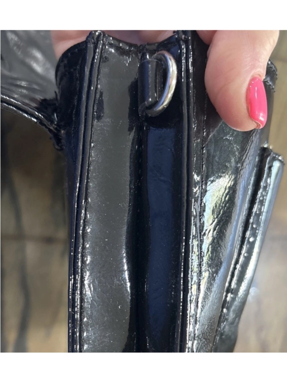 Franco Sarto Black Patent Clutch Wristlet - Picture 6 of 8